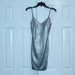 NEVER WORN SMALL, Sexy Silver Spaghetti Strap Dress